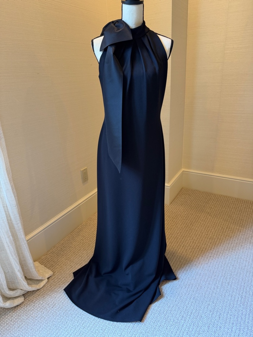Tadashi Shoji Black Bow Halter Neck Evening Gown